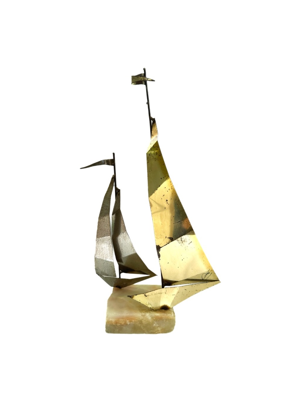 Vintage Mid Century Modern Brutalist
Metal Sailboat Sculpture